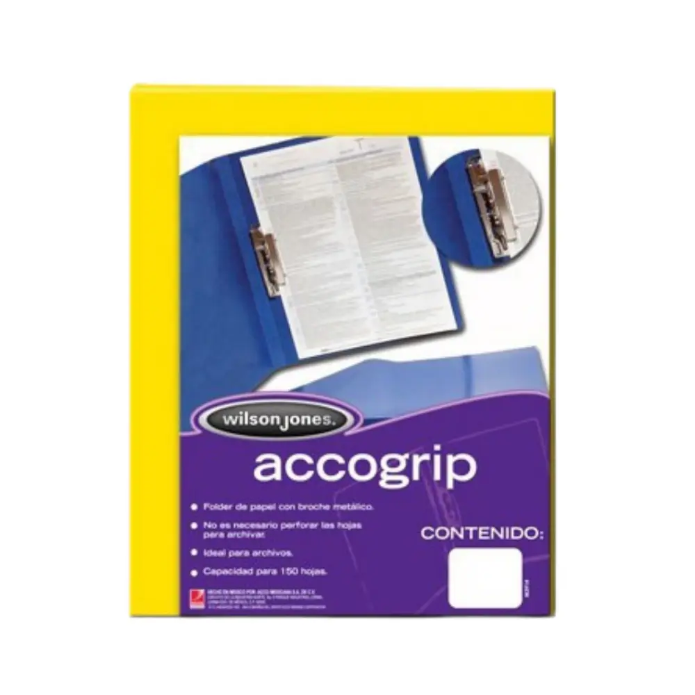 FOLDER ACCOGRIP CON PALANCA P0964 CARTA AMARILLO