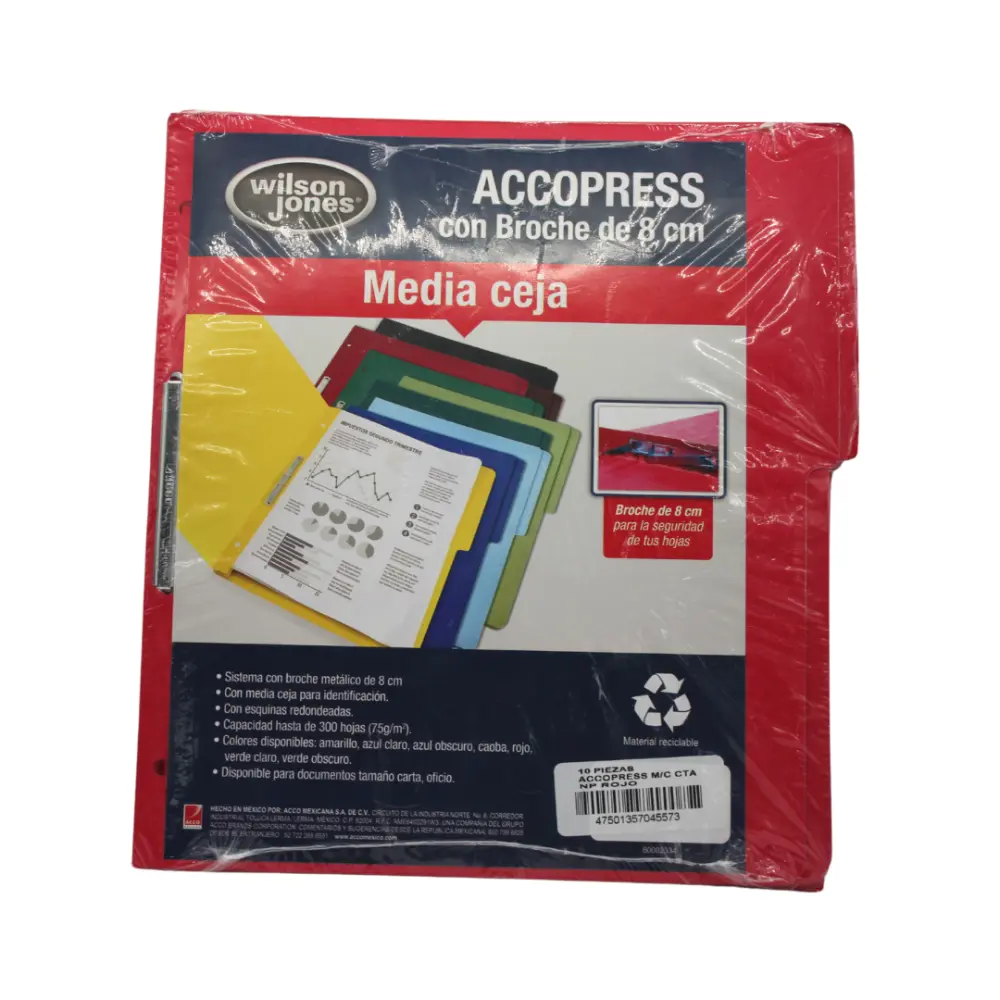 FOLDER ACCOPRESS C/BROCHE CARTA P4557 ROJO