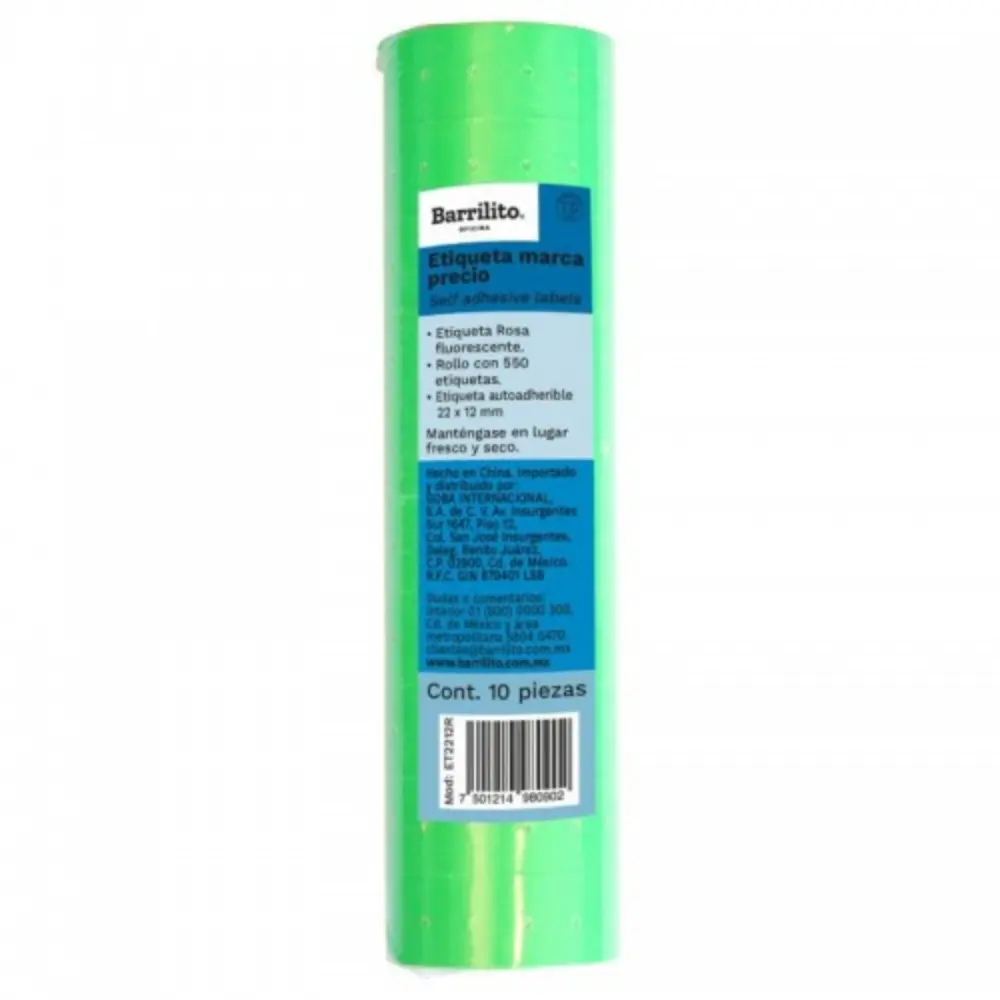 ETIQUETA TRAK BARRILITO PTE. C/10 ROLLOS VERDE