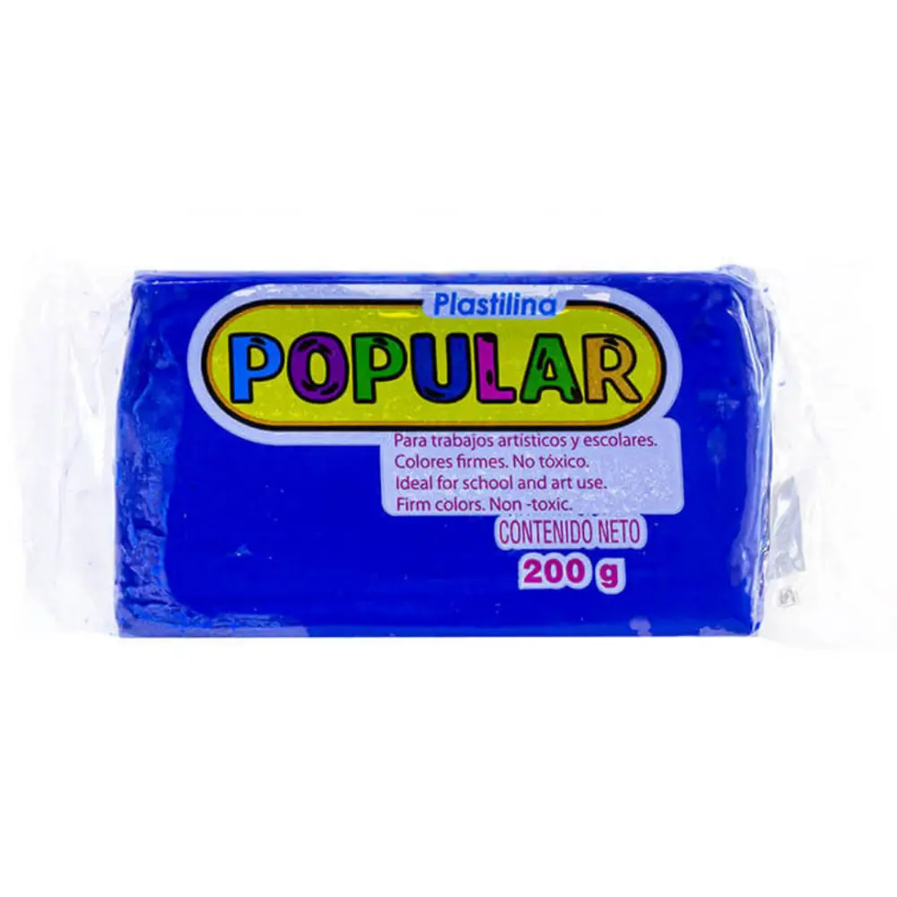 PLASTILINA POPULAR 200 GRS AZUL REY/BRILLANTE