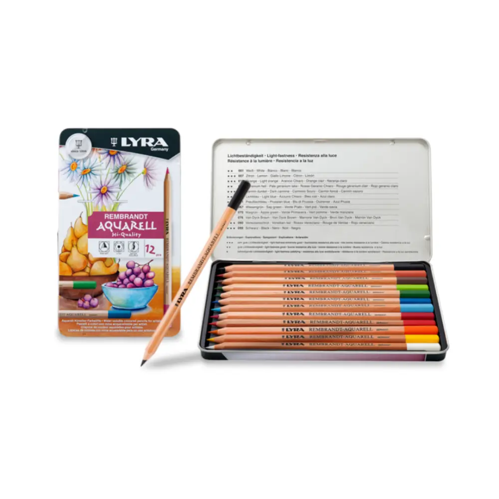 REMBRANDT LAPICES DE COLOR ACUARELABLE ESTUCHE METALICO CON 12 COLORES 44715