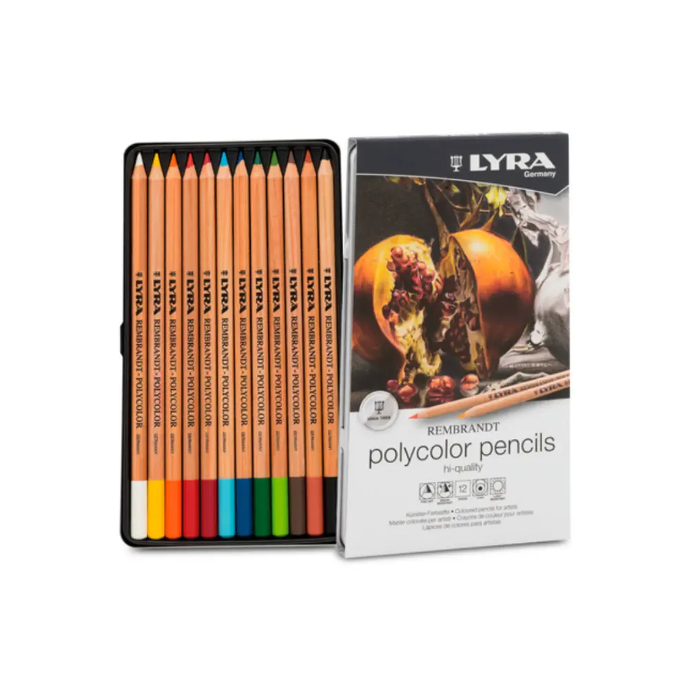 REMBRANDT POLYCOLOR LAPICES DE COLORES CAJA METALICA CON 12 COLORES 44721